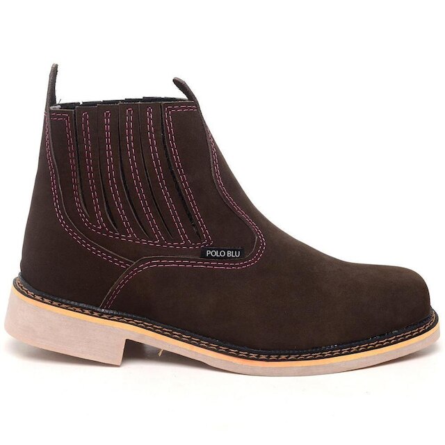 Bota Chelsea Feminina Nobuck Bico Quadrado Lisa Conforto