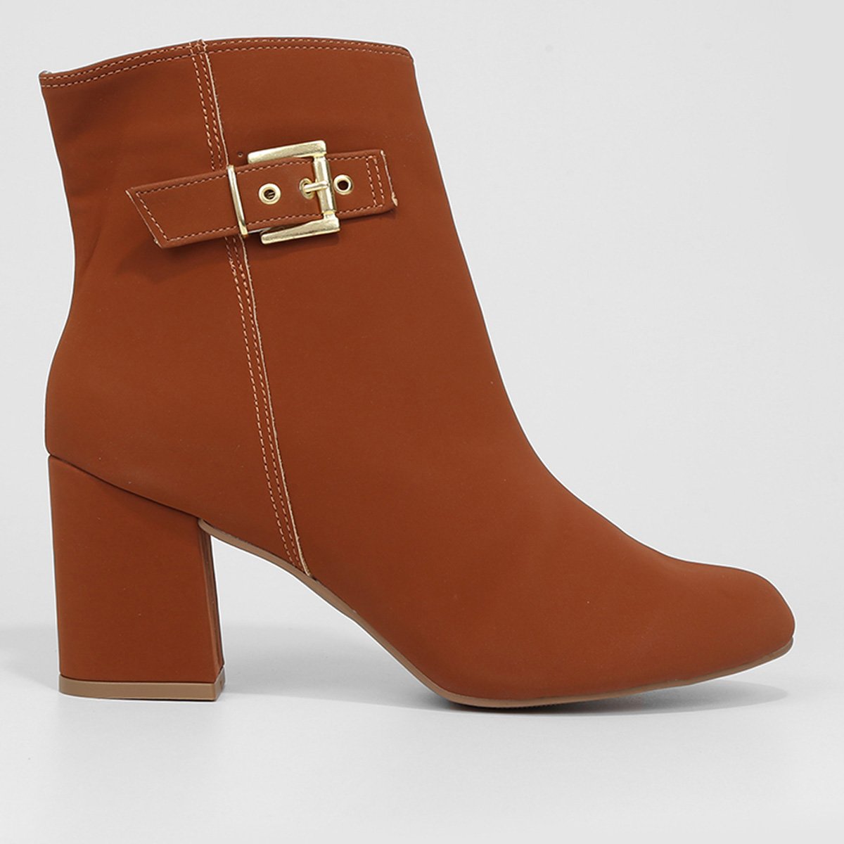 Bota Chelsea Griffe Cano Médio Feminina - Caramelo Menor preço em Bota Chelsea Griffe Cano Médio Feminina - Caramelo