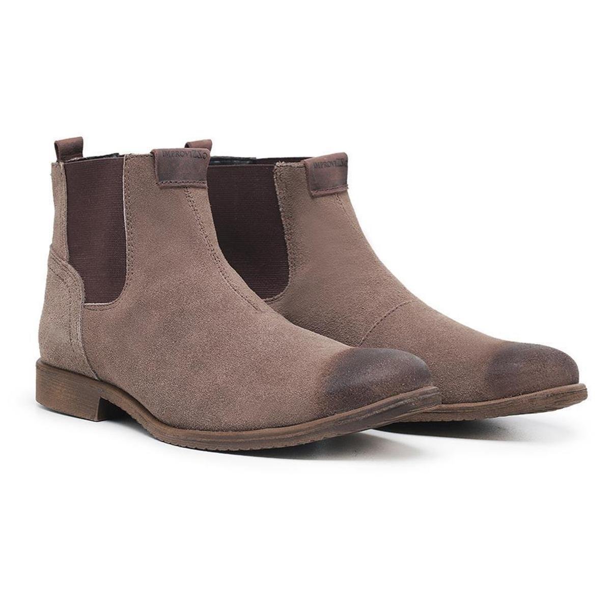 Bota Chelsea Masculina Camurça Confortável Macia Dia a Dia - Bege Menor preço em Bota Chelsea Masculina Camurça Confortável Macia Dia a Dia - Bege