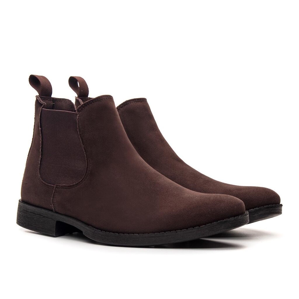 Bota Chelsea Masculina Casual Confortável em Camurça Elegante