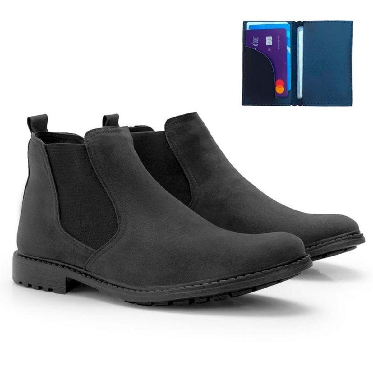 Bota Chelsea Masculina Conforto Resistente Macia Com Carteira Menor preço em Bota Chelsea Masculina Conforto Resistente Macia Com Carteira