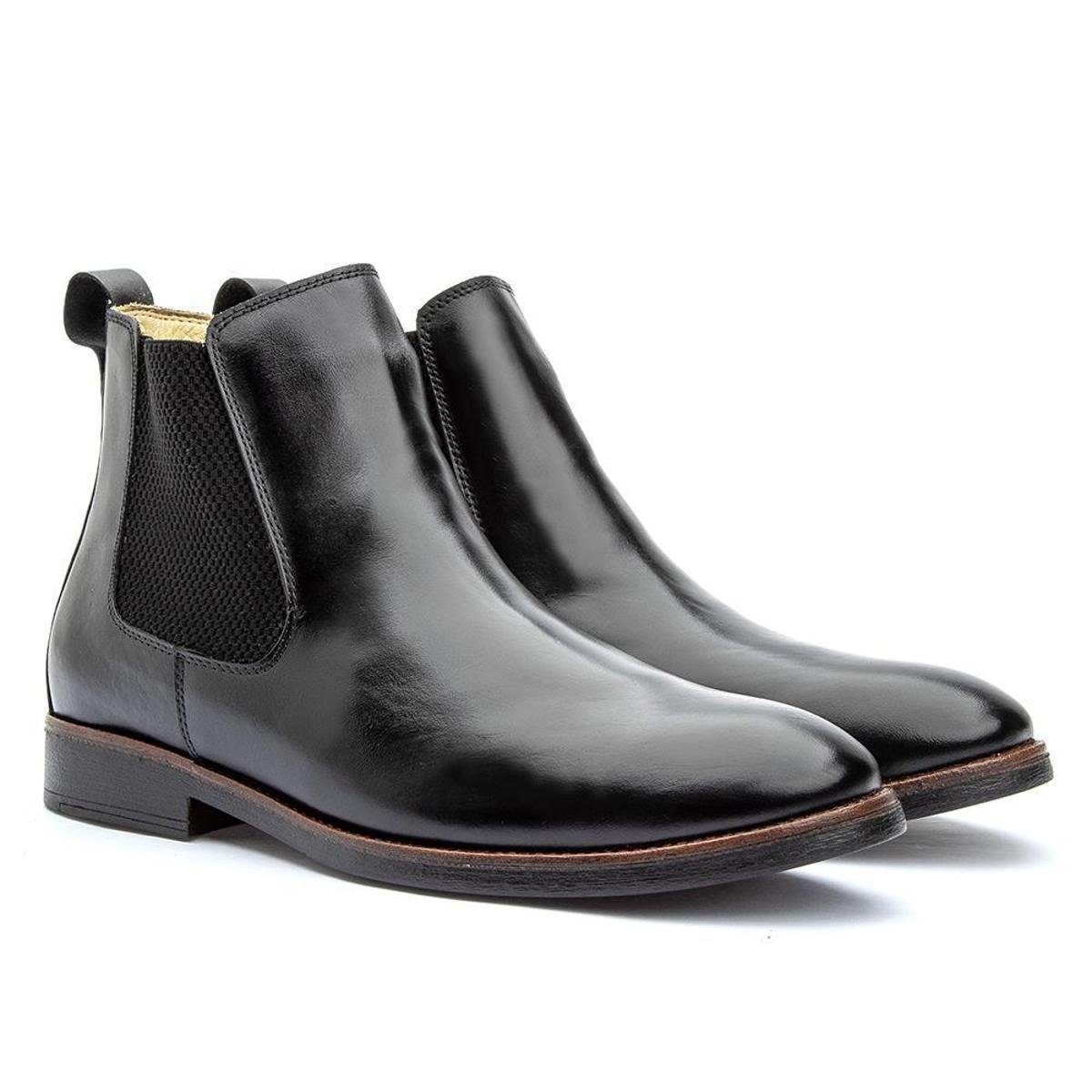 Bota Chelsea Masculina Couro Bico Redondo Conforto Casual Menor preço em Bota Chelsea Masculina Couro Bico Redondo Conforto Casual