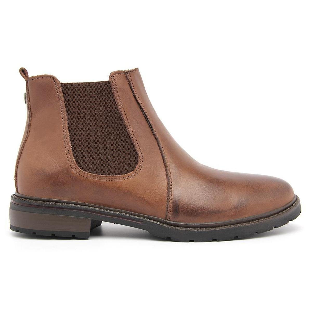 Bota Chelsea Masculino Couro Casual Fecho Elástico Reforçada Menor preço em Bota Chelsea Masculino Couro Casual Fecho Elástico Reforçada