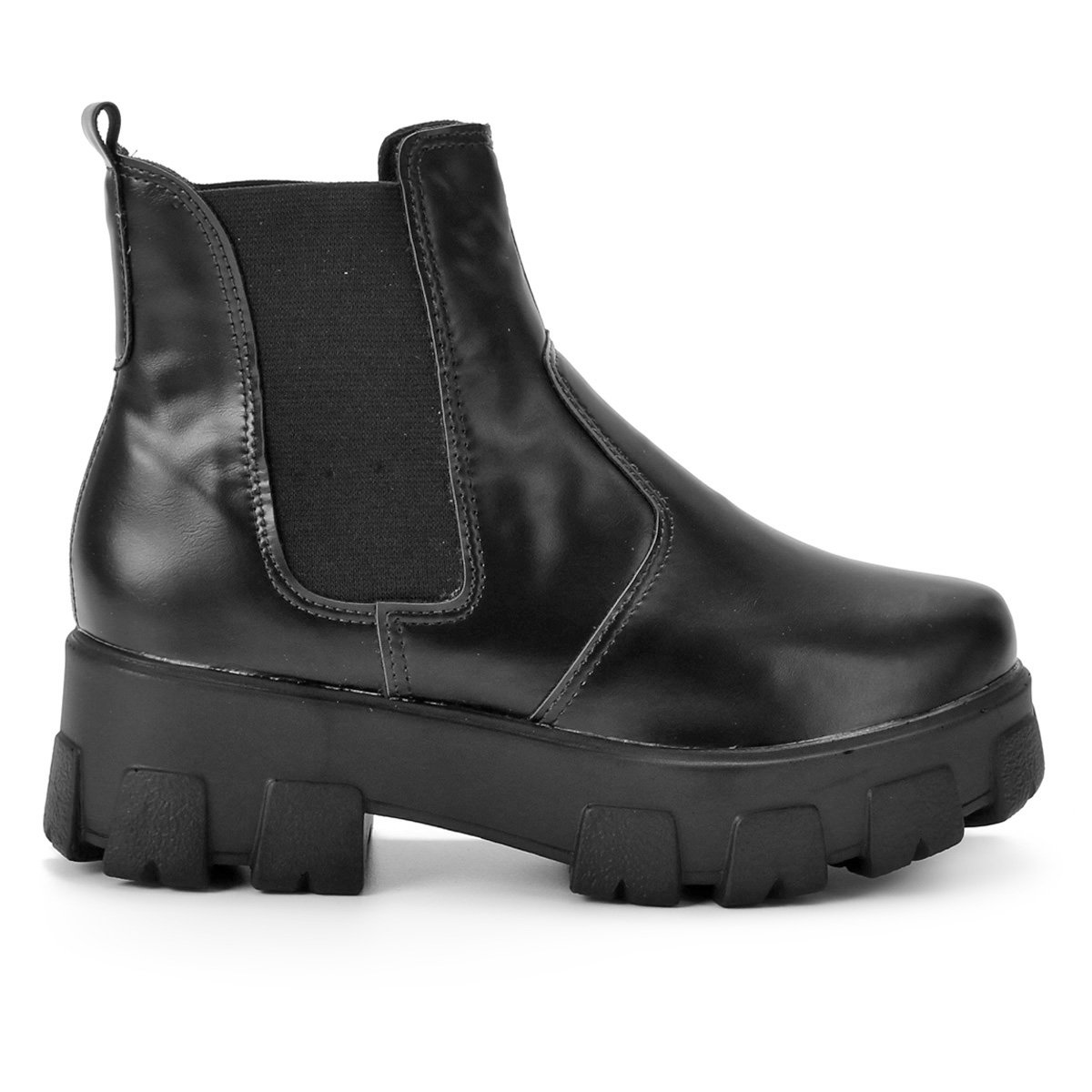 Bota Chelsea Menina Fashion Tratorada Feminina - Preto Menor preço em Bota Chelsea Menina Fashion Tratorada Feminina - Preto