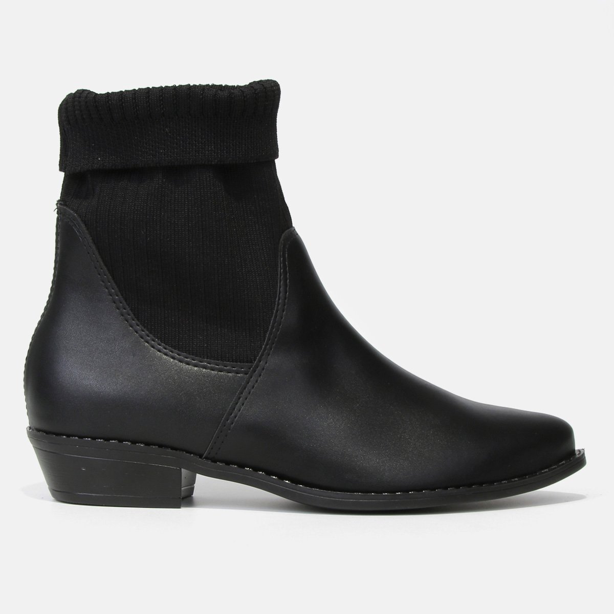 Bota Chelsea Moleca Tecido Feminina - Preto Menor preço em Bota Chelsea Moleca Tecido Feminina - Preto