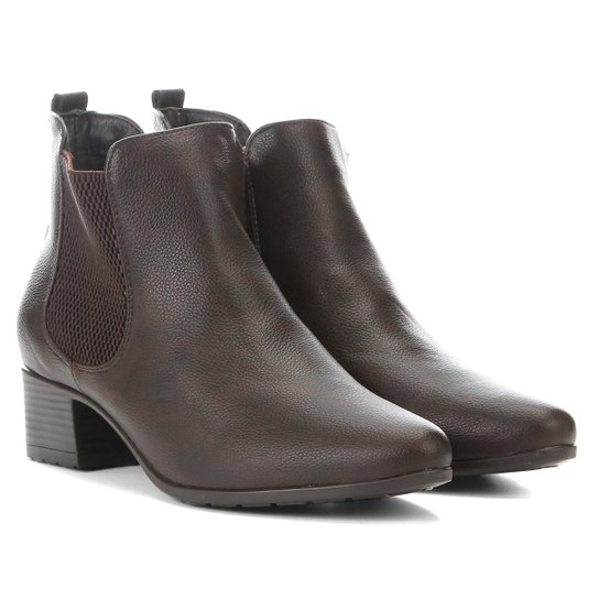 Bota Chelsea Mooncity Cano Curto Feminina - Marrom