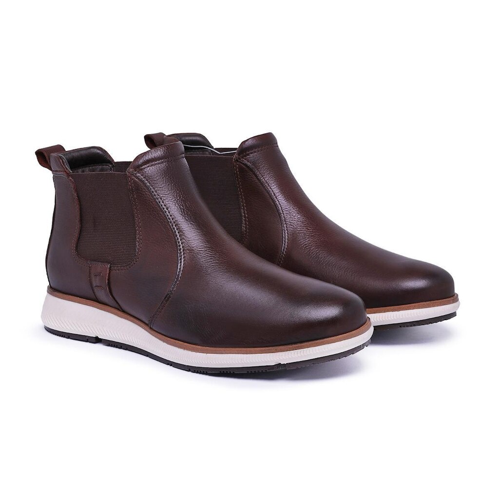 Bota Chelsea Sport de Couro com Sola de EVA Extremo Conforto Modelo 104 Floter Cafe