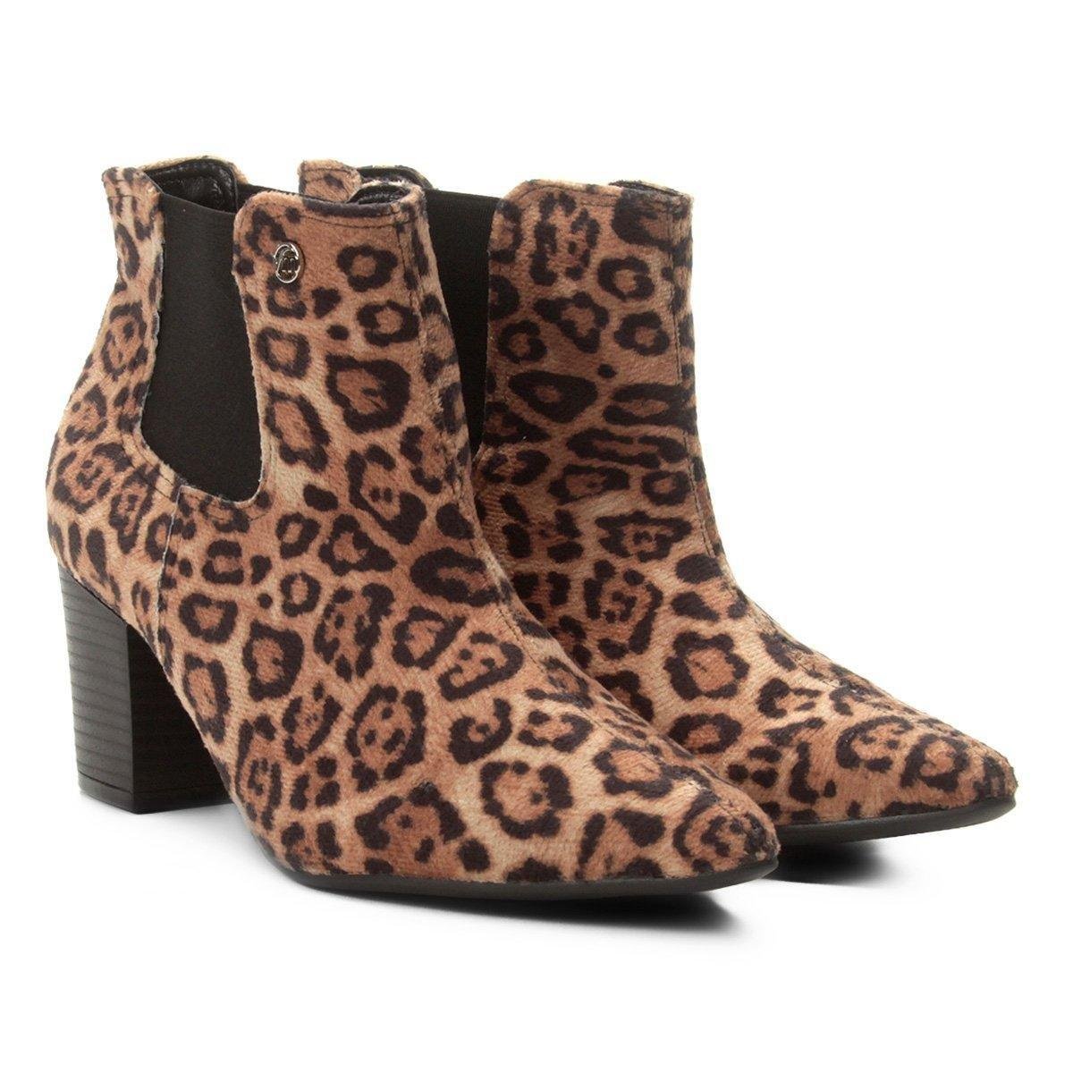 Bota Chelsea Via Marte Animal Print Estampa Onça Salto Grosso Feminina - Marrom Menor preço em Bota Chelsea Via Marte Animal Print Estampa Onça Salto Grosso Feminina - Marrom