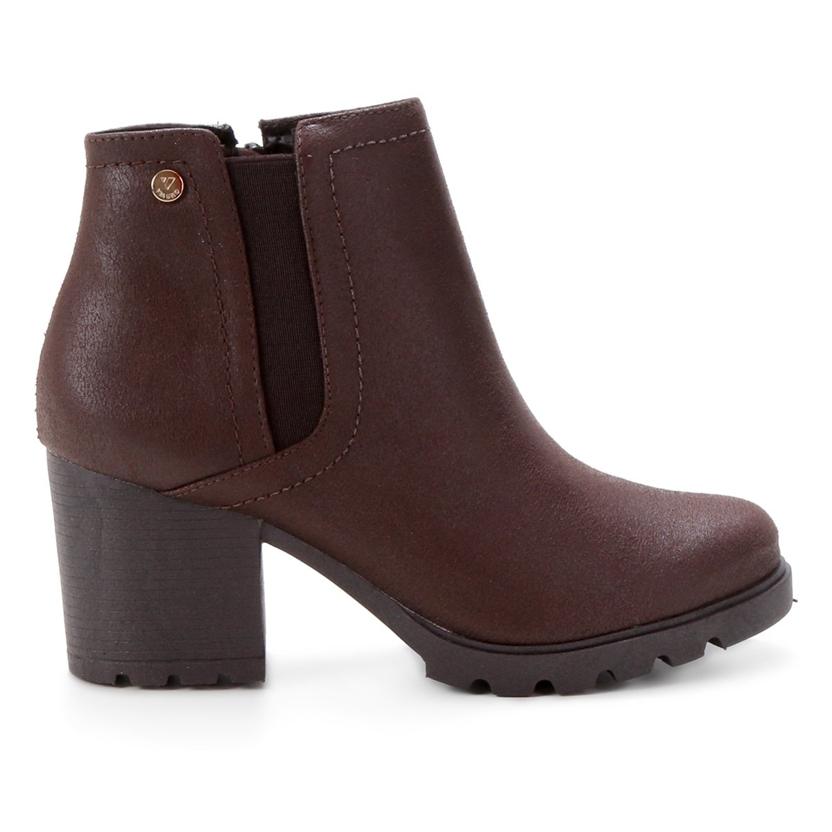 Bota Chelsea Via Uno Salto Alto Tratorada Feminina - Café Menor preço em Bota Chelsea Via Uno Salto Alto Tratorada Feminina - Café