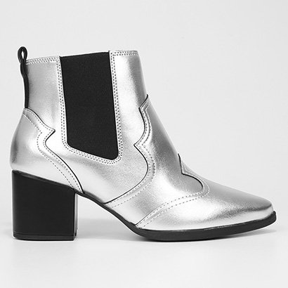 Bota Chelsea Vizzano Metalizada Bico Fino Feminina - Feminino
