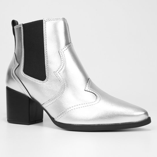 Bota Chelsea Vizzano Metalizada Bico Fino Feminina