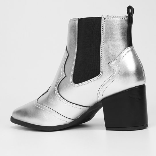 Bota Chelsea Vizzano Metalizada Bico Fino Feminina