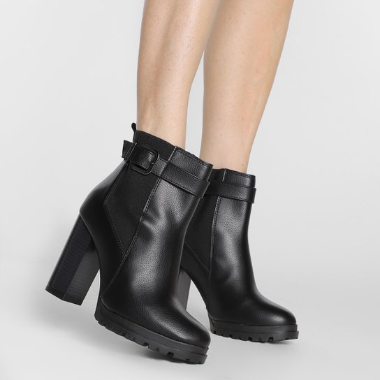 Bota Chelsea Vizzano Salto Alto Fivela Feminina