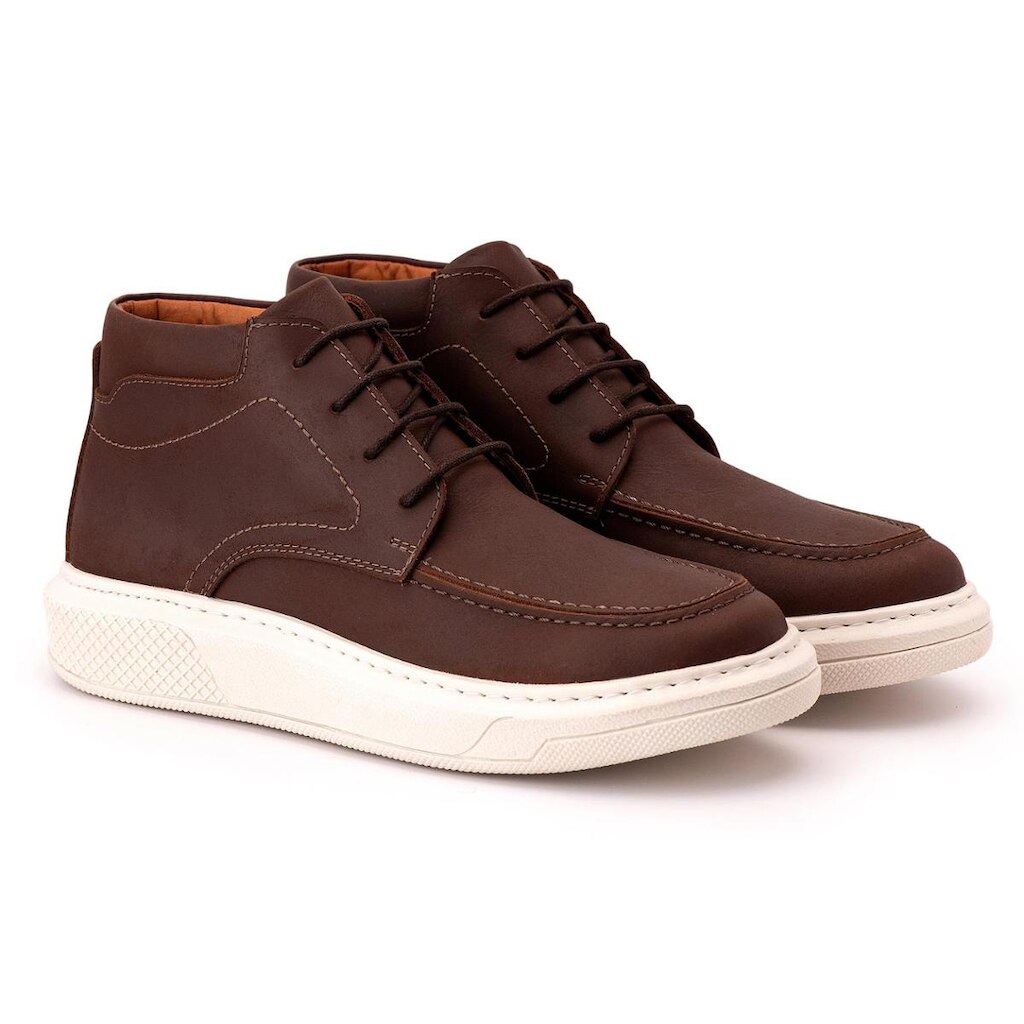 Bota Comfort Masculina Em Couro Rústico Pinhão