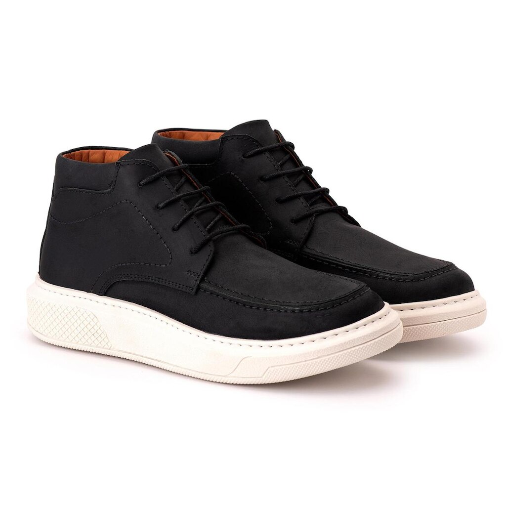Bota Comfort Masculina Em Couro Rústico Preto