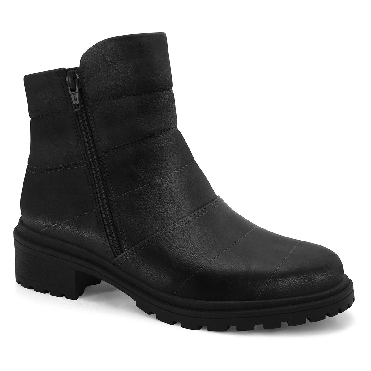Bota Comfortflex Cano Curto Matelassê Feminina - Preto Menor preço em Bota Comfortflex Cano Curto Matelassê Feminina - Preto
