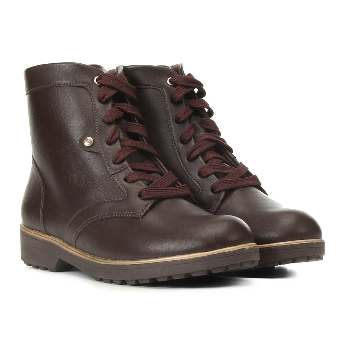 Bota Comfortflex Coturno Cano Curto Feminina - Café Menor preço em Bota Comfortflex Coturno Cano Curto Feminina - Café