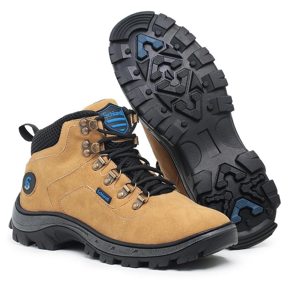 Bota Coturno Adventure Masculina Cano Curto com Cadarço e Sola Tratorada - Amarelo Menor preço em Bota Coturno Adventure Masculina Cano Curto com Cadarço e Sola Tratorada - Amarelo
