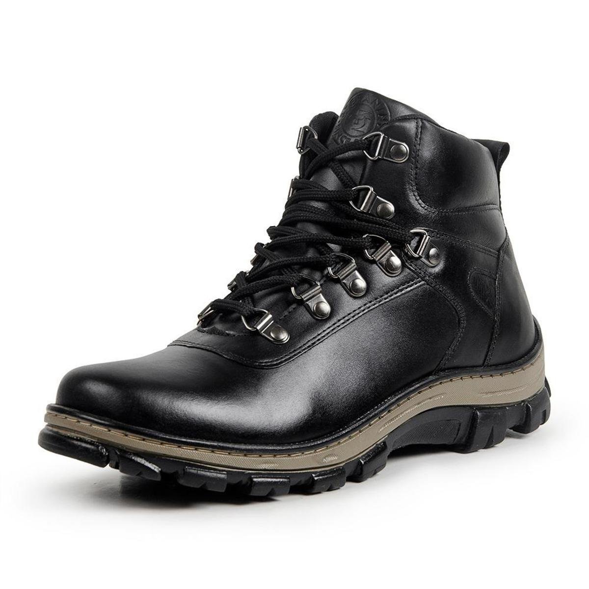 Bota Coturno Adventure Masculina Stefanini Couro - Preto Menor preço em Bota Coturno Adventure Masculina Stefanini Couro - Preto