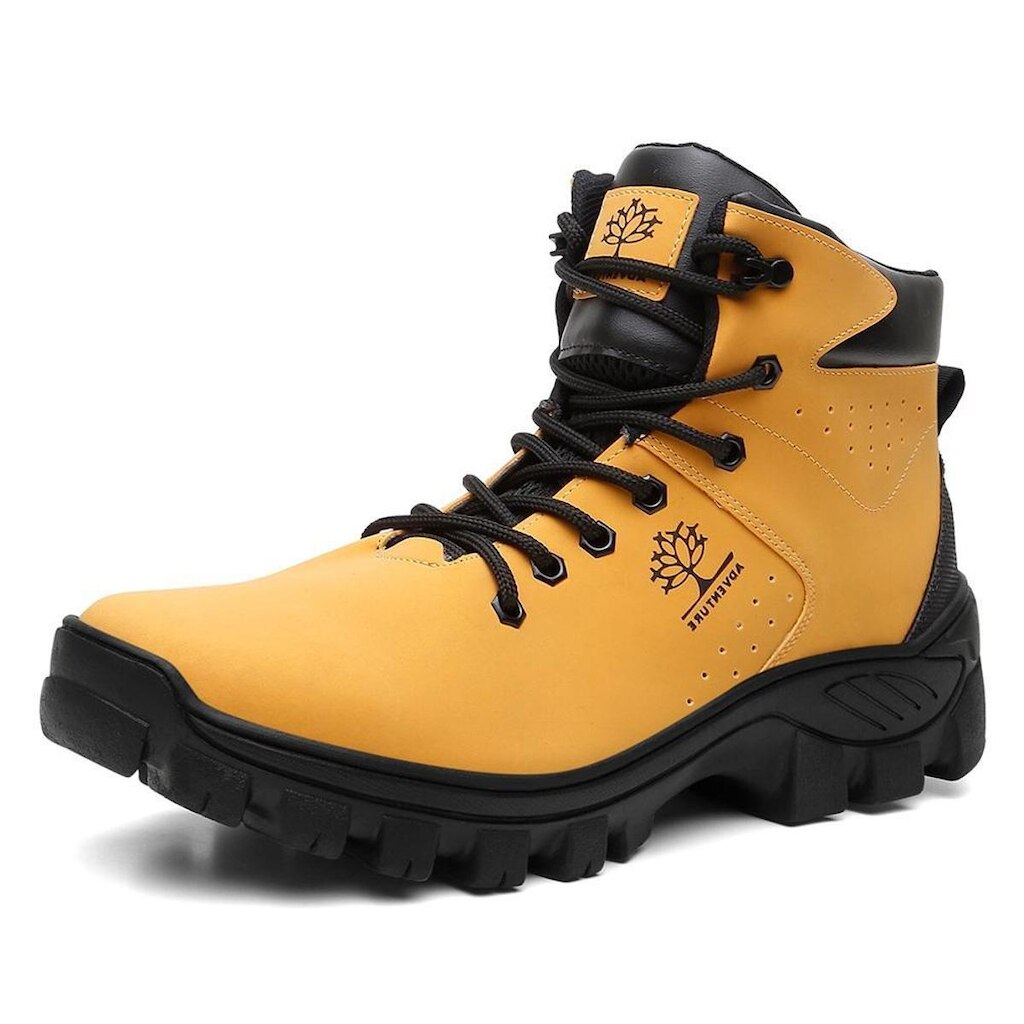 Bota Coturno Adventure Masculino Cano Medio Cadarço Solado Borracha Tratorado Biqueira Impermeável