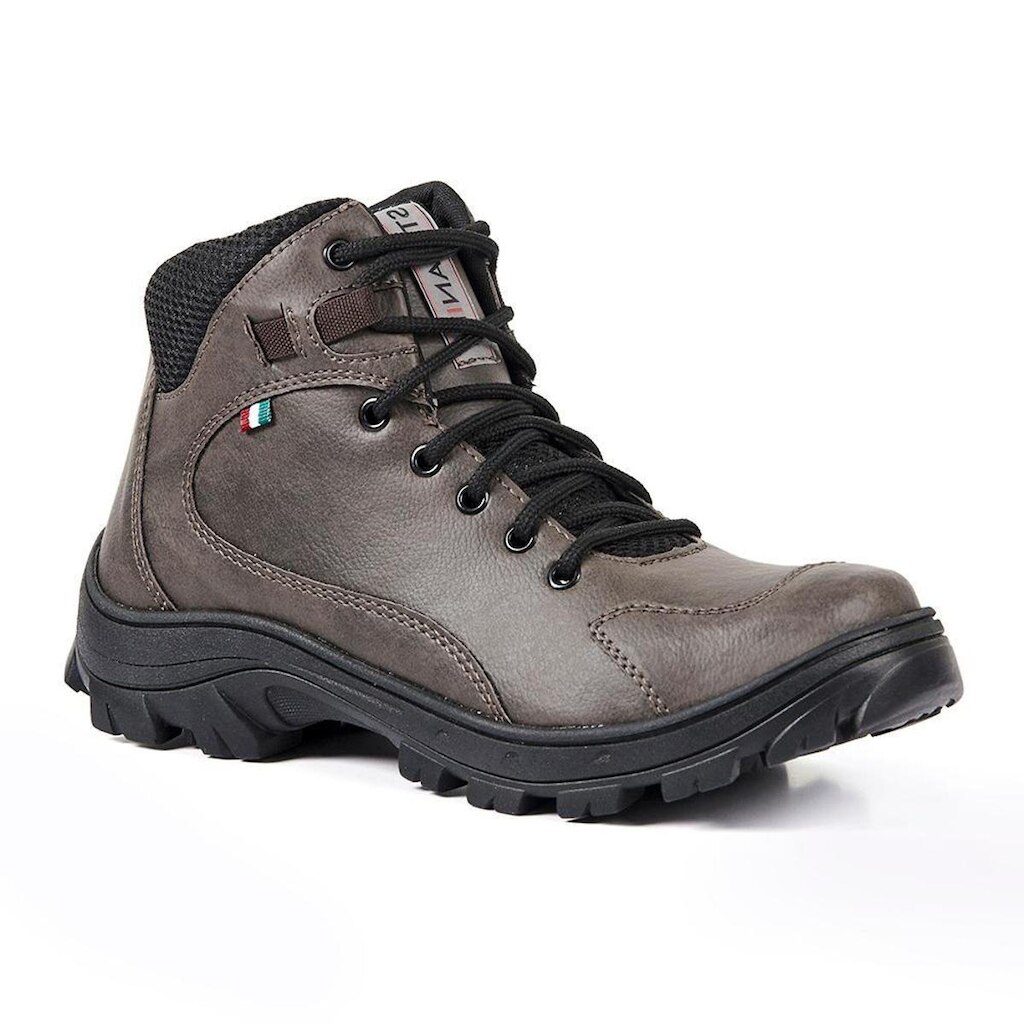 Bota Coturno Adventure Masculino Cano Médio Solado Antiderrapante Costurado Marrom