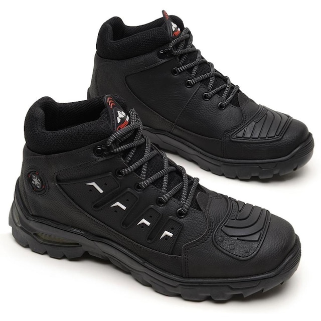 Bota Coturno Adventure Motoqueiro Reforçada Biqueira Preto
