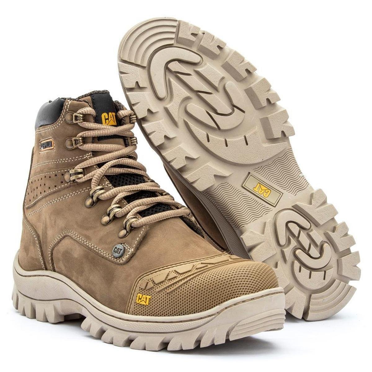 Bota Coturno Adventure Robusto em Couro Creme Antiderrapante Menor preço em Bota Coturno Adventure Robusto em Couro Creme Antiderrapante
