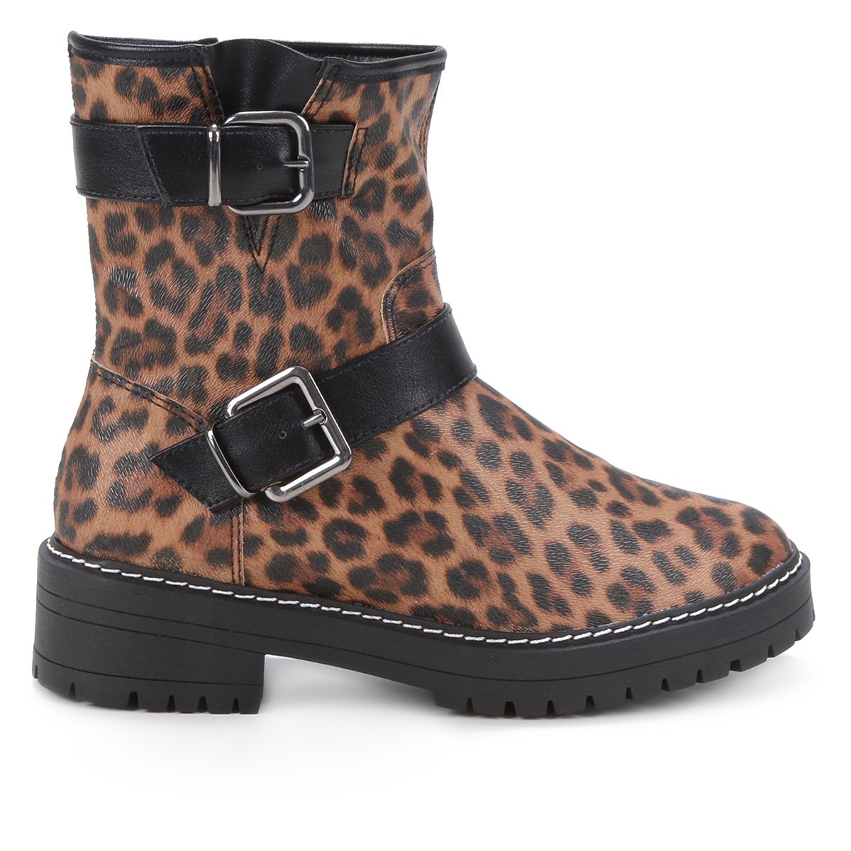 Bota Coturno Bebecê Tratorada Fivelas Feminina - Onça Menor preço em Bota Coturno Bebecê Tratorada Fivelas Feminina - Onça