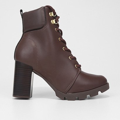 Bota Coturno Beira Rio Salto Bloco Alto Feminina - Feminino