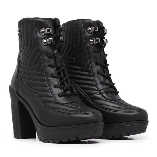 Bota Coturno Blogueira Feminina Tratorado Bota Com Salto Alto