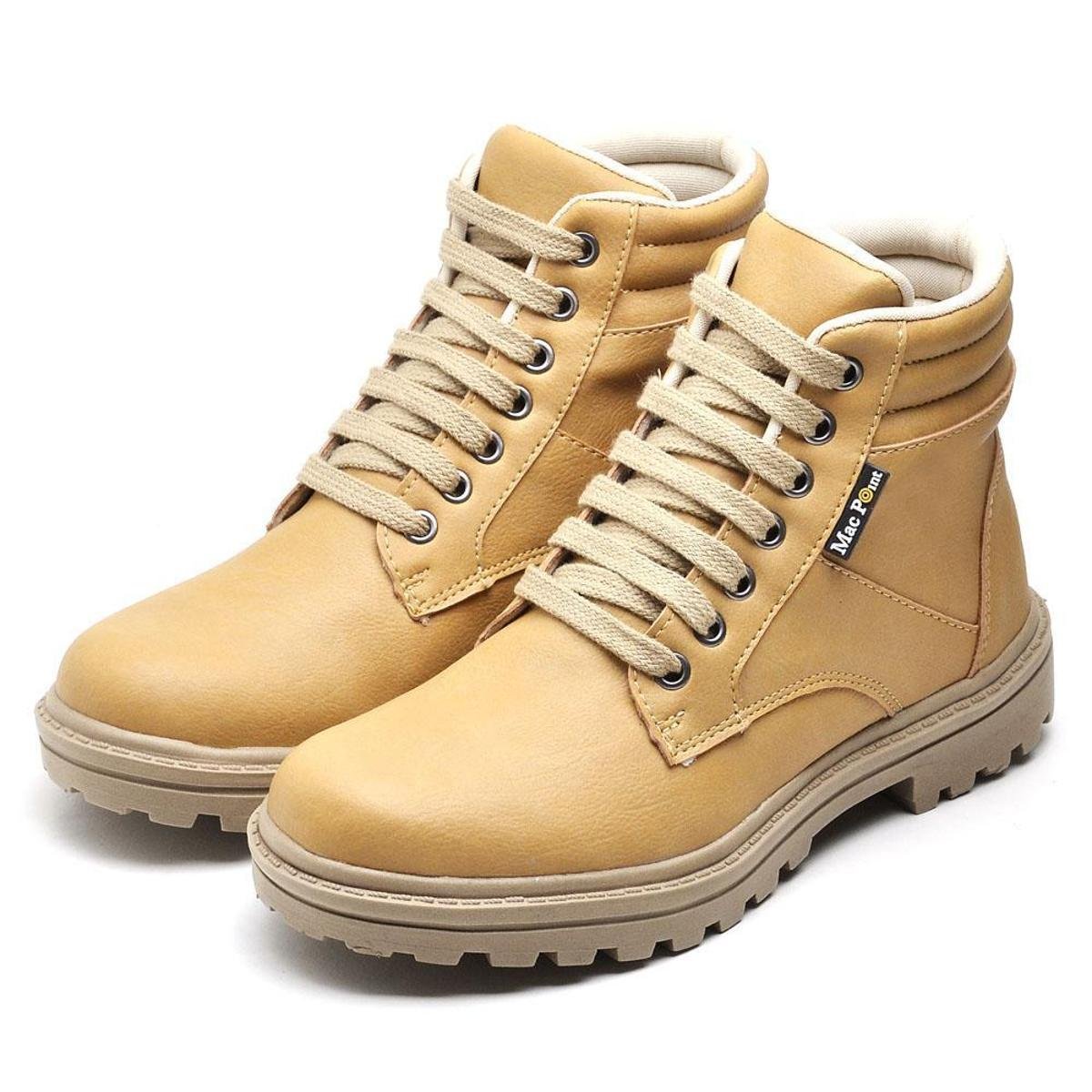 Bota Coturno Cano Curto Feminina Fechamento Cadarço Sola Borracha Costurado - Amarelo Claro Menor preço em Bota Coturno Cano Curto Feminina Fechamento Cadarço Sola Borracha Costurado - Amarelo Claro