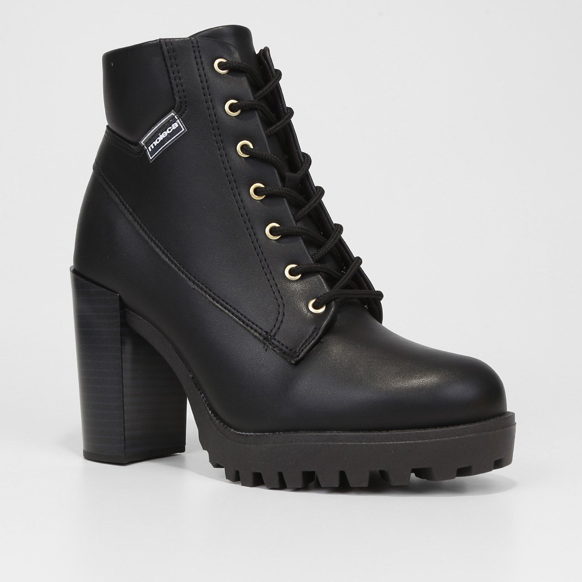 Bota Coturno Cano Curto Moleca Salto Bloco Tratorada Feminina