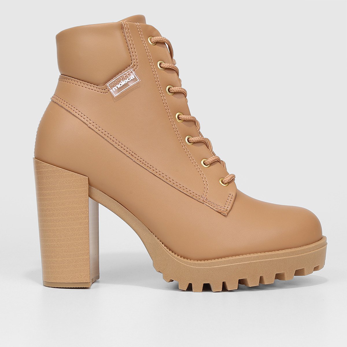 Bota Coturno Cano Curto Moleca Salto Bloco Tratorada Feminina