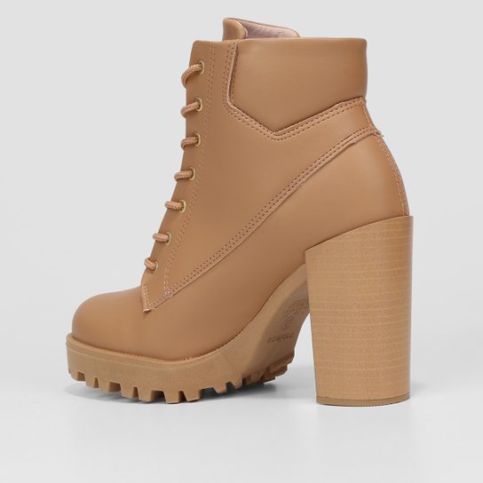 Bota Coturno Cano Curto Moleca Salto Bloco Tratorada Feminina