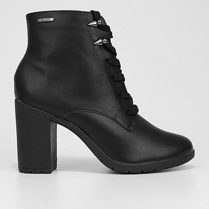 Bota Coturno Cano Curto Via Uno Salto Bloco Tratorado Feminina - Feminino