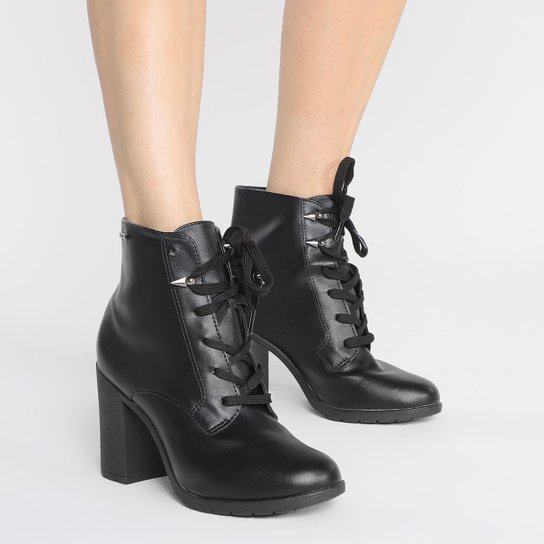 Bota Coturno Cano Curto Via Uno Salto Bloco Tratorado Feminina