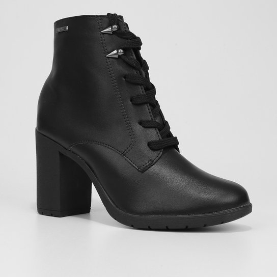 Bota Coturno Cano Curto Via Uno Salto Bloco Tratorado Feminina
