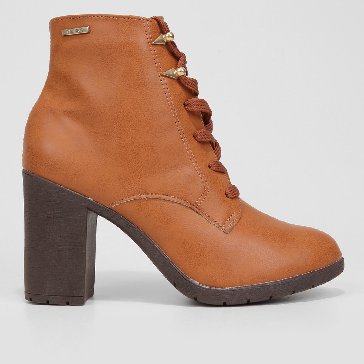 Bota Cano Curto Salto Grosso Bota Caramelo Via Uno Cano Curto Bota
