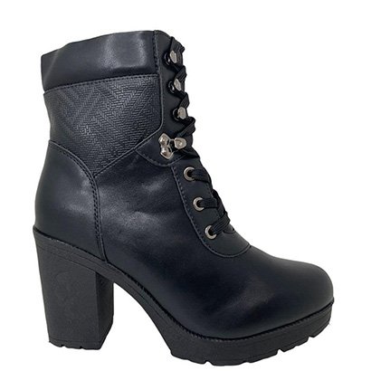 Bota Coturno Cano Médio Mooncity Salto Bloco Tratorado Feminina - Feminino