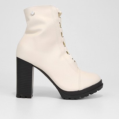 Bota Coturno Cano Médio Via Uno Salto Grosso Tratorada Feminina - Feminino