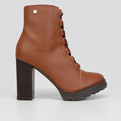 Bota Coturno Cano Médio Via Uno Salto Grosso Tratorada Feminina - Feminino
