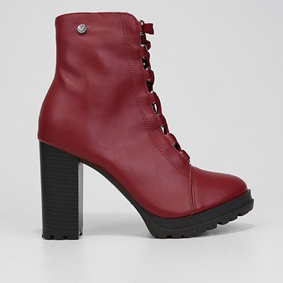 Bota Coturno Cano Médio Via Uno Salto Grosso Tratorada Feminina - Feminino