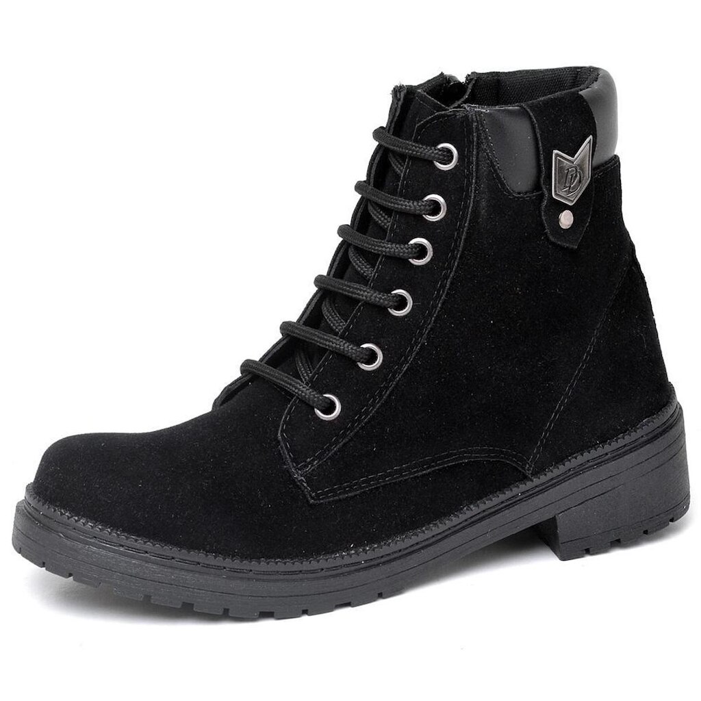 Bota Coturno Casual Cano Curto Feminina com Detalhe e Metal Sola Tratorada Salto Baixo