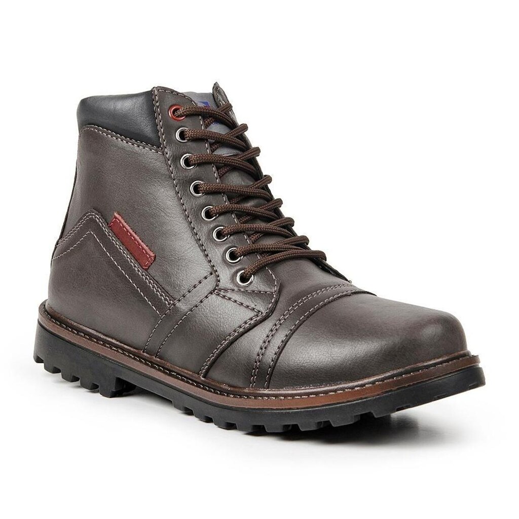 Bota Coturno Casual Masculino Cano Médio Antiderrapante Costurado Marrom