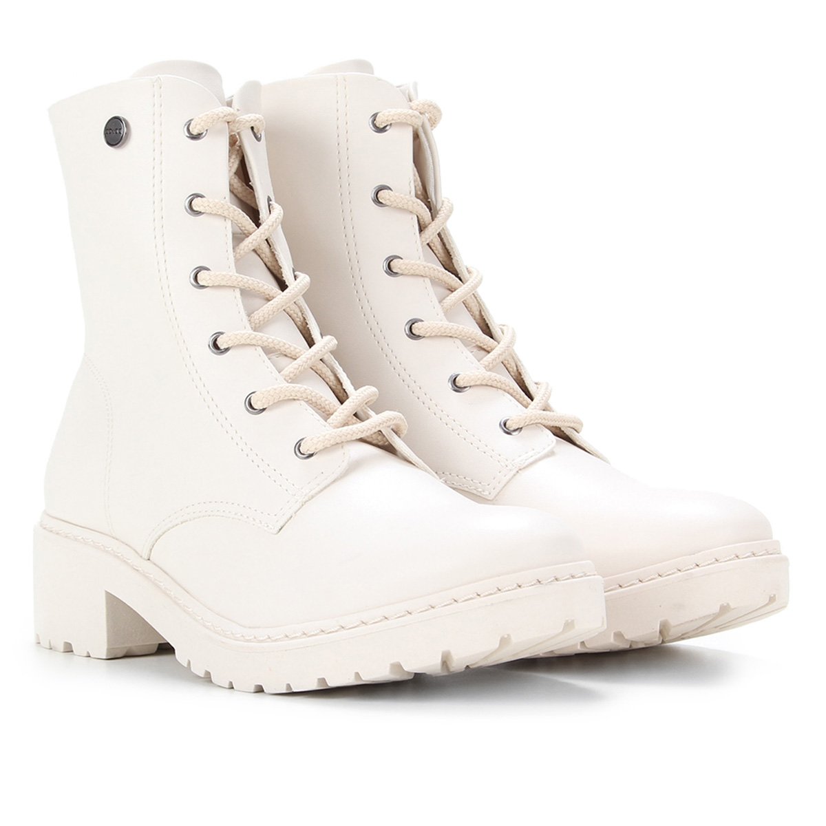 Bota Coturno Colcci Tratorada Feminina - Off White Menor preço em Bota Coturno Colcci Tratorada Feminina - Off White