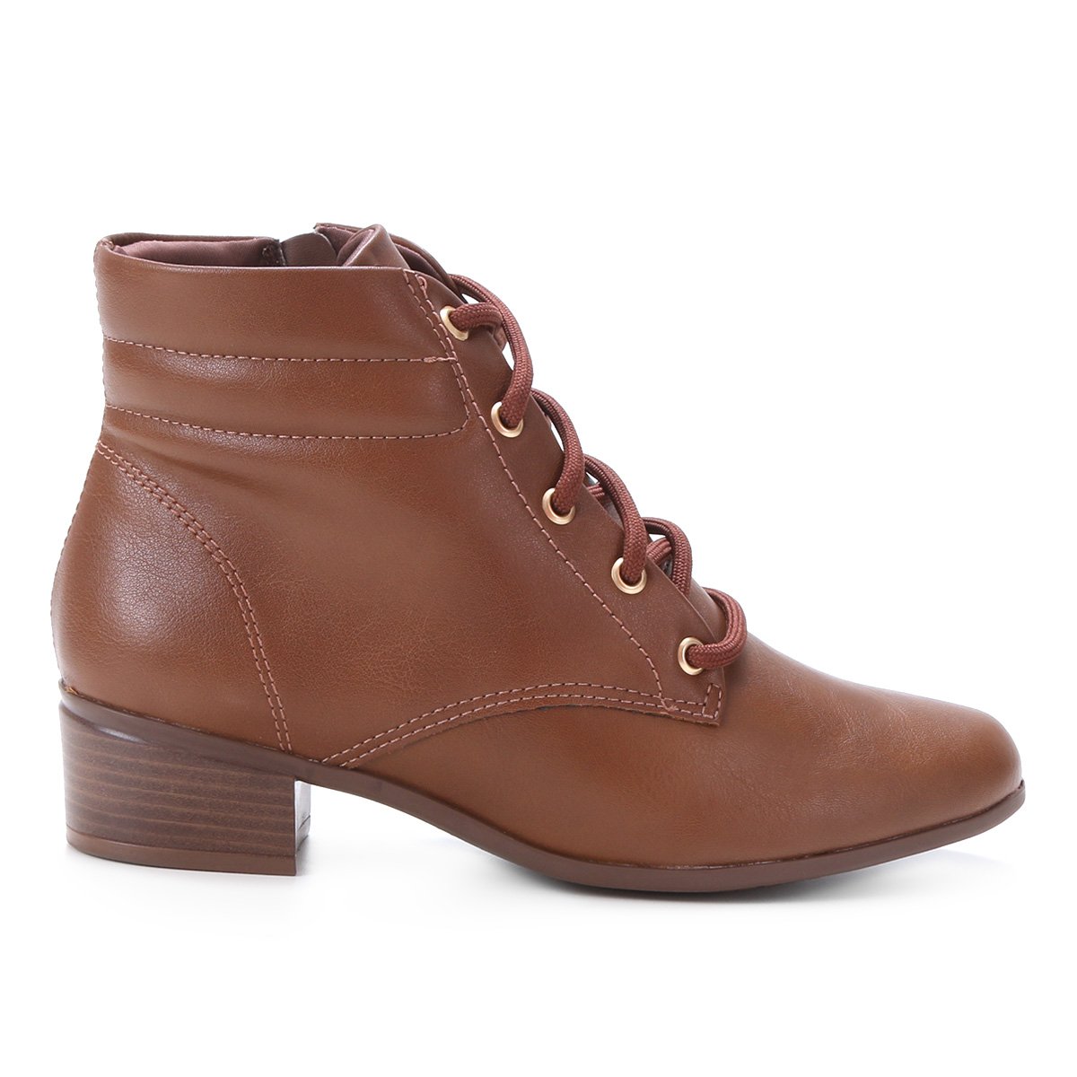 Bota Coturno Comfortflex Cano Médio Feminina - Marrom Menor preço em Bota Coturno Comfortflex Cano Médio Feminina - Marrom