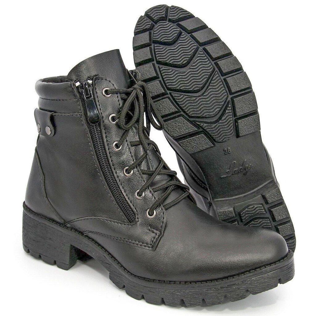 Bota Coturno Couro Br2 Lady Ziper Lateral Feminina
