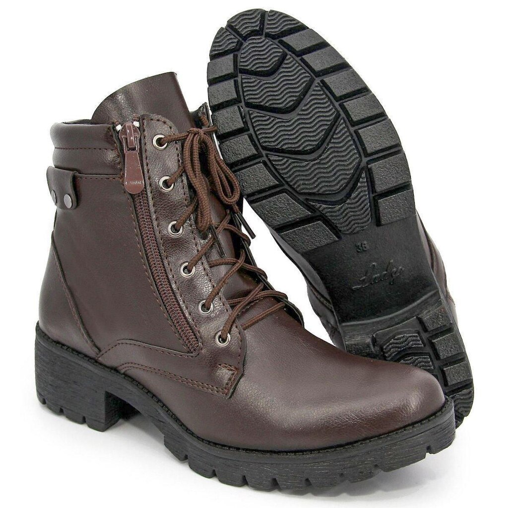 Bota Coturno Couro Br2 Lady Ziper Lateral Feminina