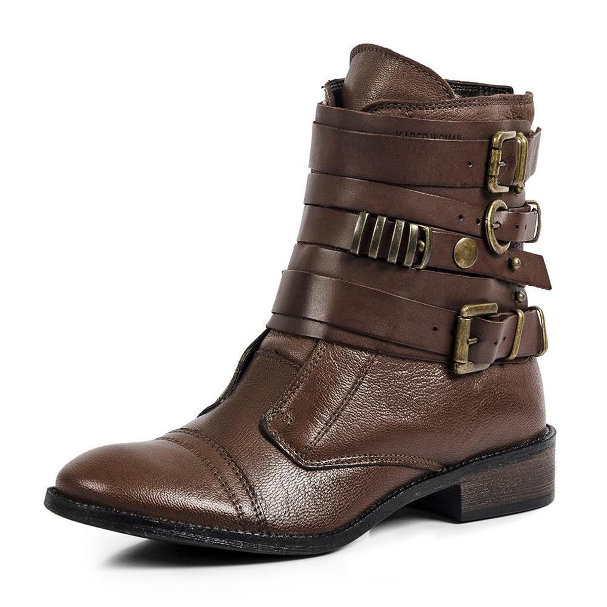 Bota Coturno Couro Cano Médio Fivelas Conforto Feminina é ruim? Bota Coturno Couro Cano Médio Fivelas Conforto Feminina é boa?