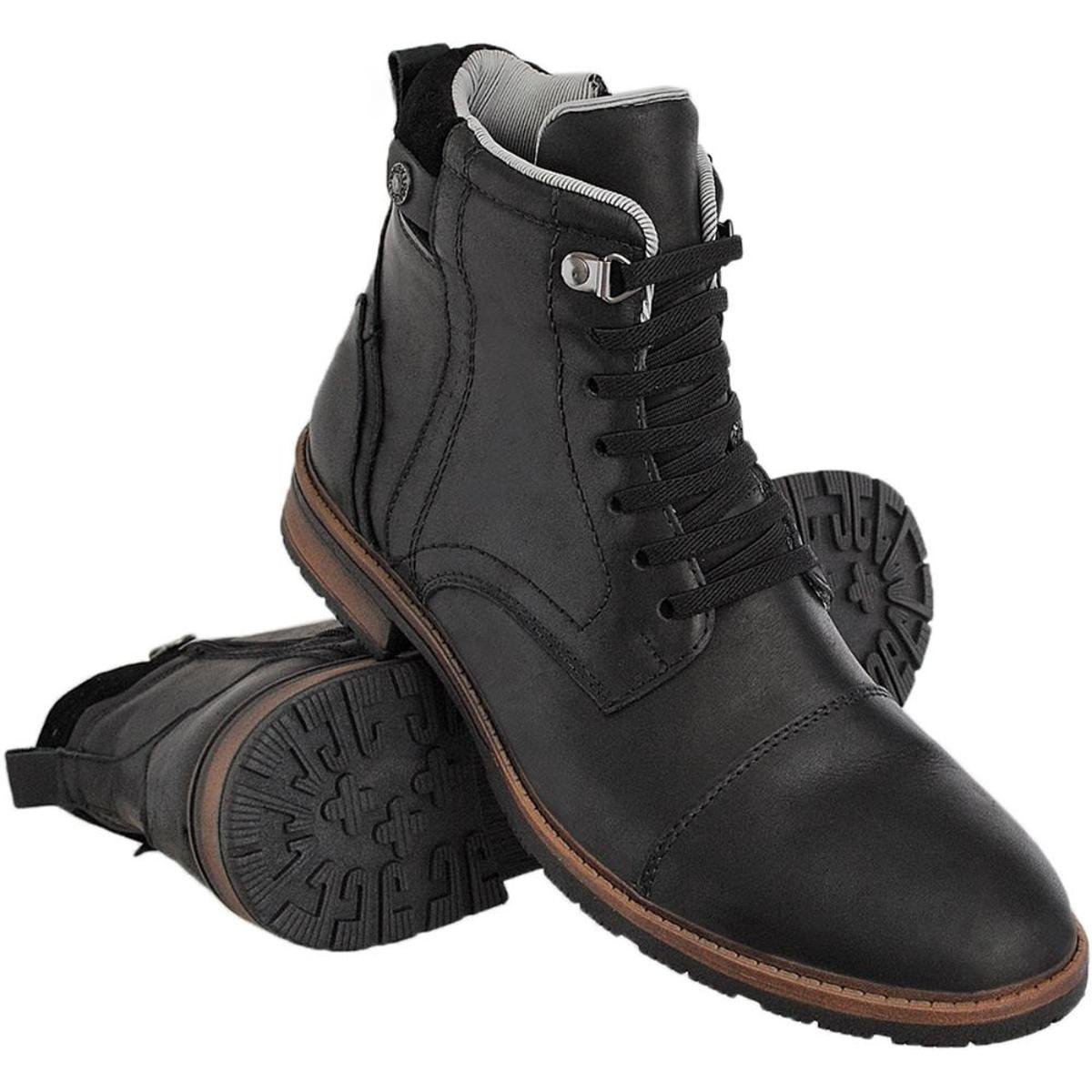 Bota Coturno Couro EuroFlex Zíper Confortável Masculina - Preto Menor preço em Bota Coturno Couro EuroFlex Zíper Confortável Masculina - Preto